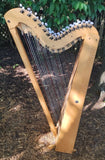 34-String ParaHarp, Wooden Paraguayan-style lever harp for sale, April 2026. (Left Side View)